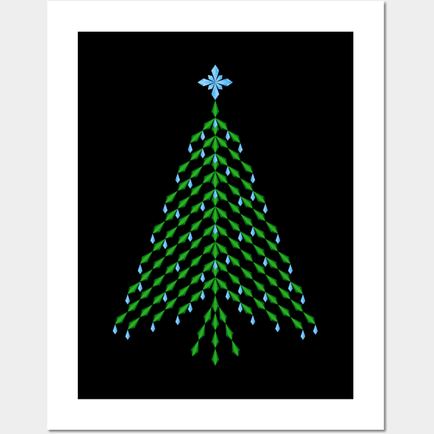 Elegant  blue and green crystal Christmas Tree design Wall Art by kindsouldesign